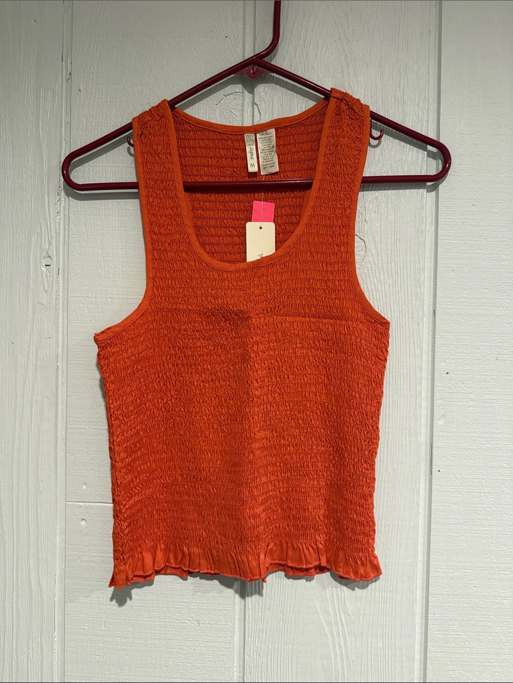 Japna Orange Smocked Tank Top